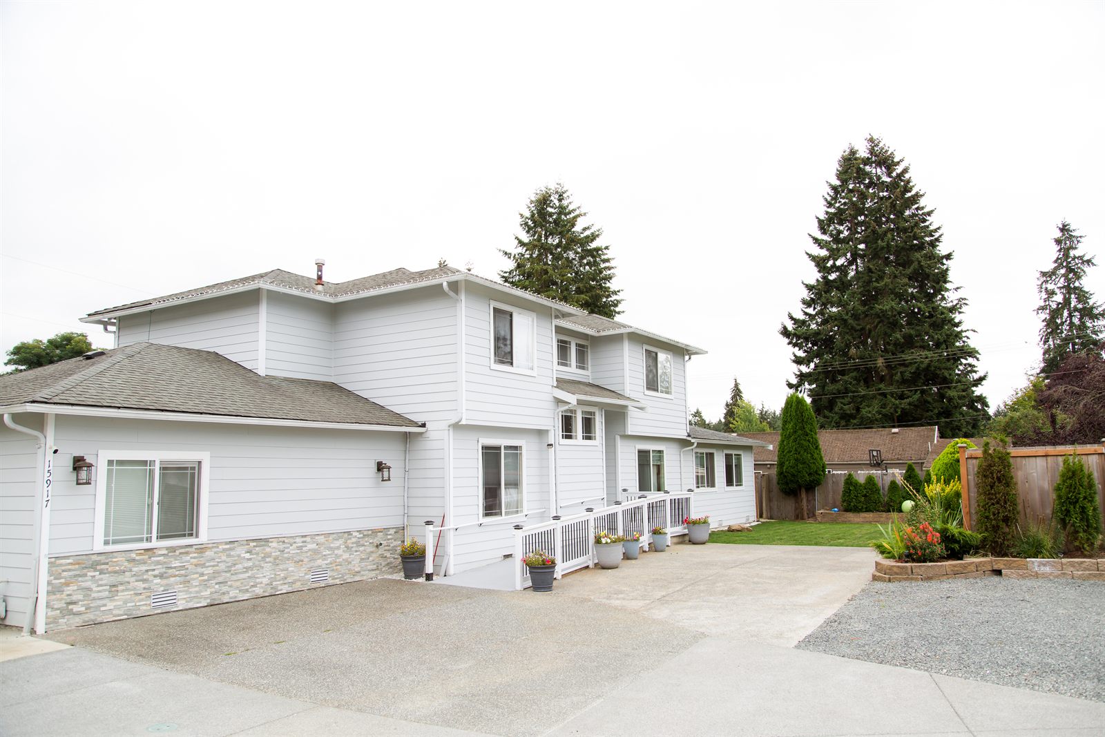 The side entrance and parking