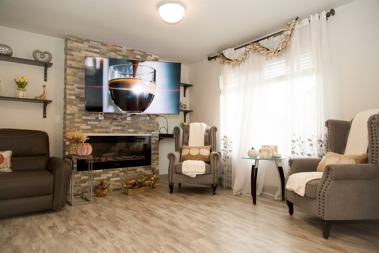 Seating around the fireplace